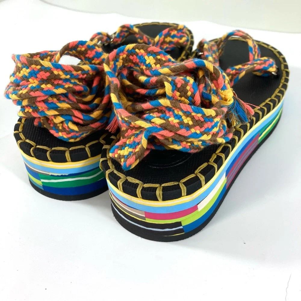 Chloe Lou Strappy Platform Sandals US 7 NWT 37 Summer Beach - Picture 12 of 17